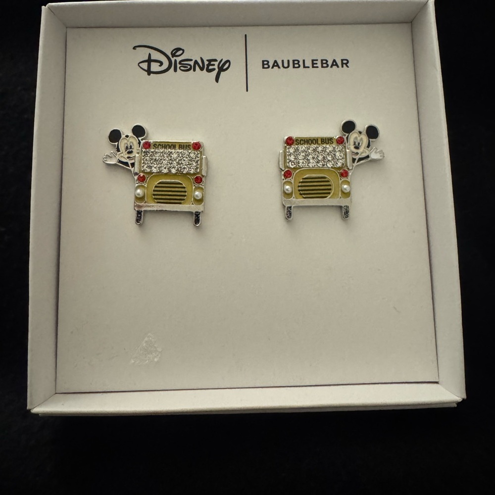 BaubleBar Disney School Bus Earrings - Gold and Red